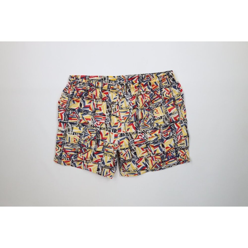 Vintage 90s Hobie Mens Medium Faded Abstract Sailing Flags Lined Shorts Trunks